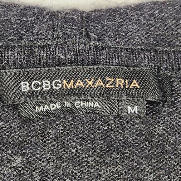 BCBGMAXAZRIA Hooded Cardigan Sweater Women M Gray Wool Cashmere Angora - Picture 4 of 13